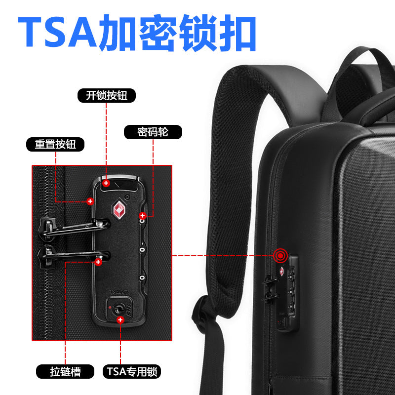 Multi-functional hard shell backpack for men