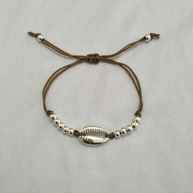 Holiday Shell Bracelet with Round Beads Woven Design