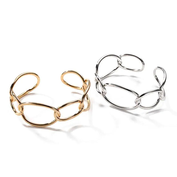 Fashionable Open-Circle Metal Bangle