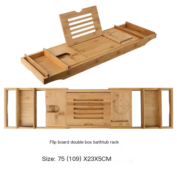 Expandable Non-Slip Bamboo Bathtub Storage Rack