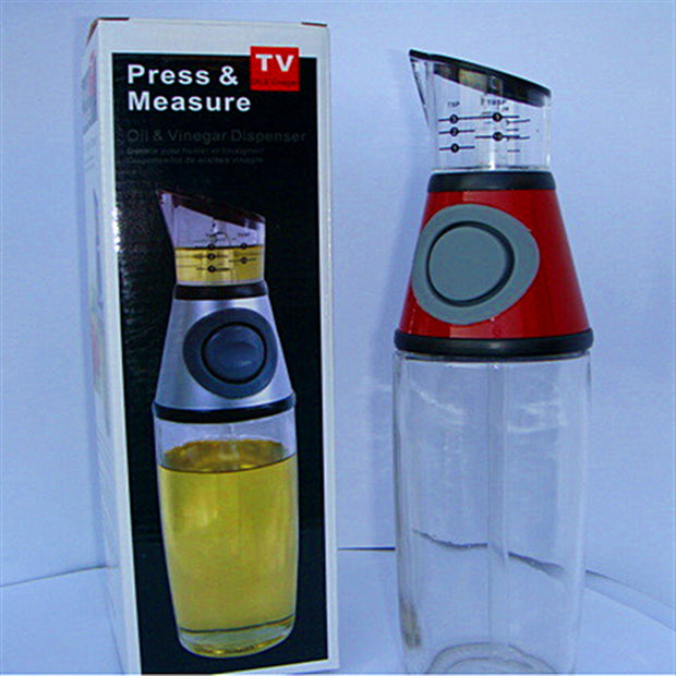 Measurable press-type oil/vinegar bottle