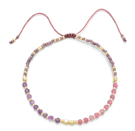 Natural Stone Bead Woven Bracelet for Women