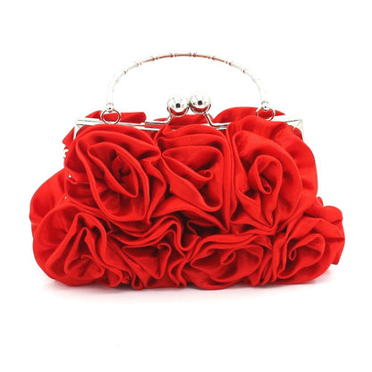 Satin Rose Handbag, 14 Handmade Satin Roses, Dinner Bag, Dress Bag, Bride Bag