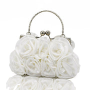 Satin Rose Handbag, 14 Handmade Satin Roses, Dinner Bag, Dress Bag, Bride Bag