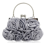 Satin Rose Handbag, 14 Handmade Satin Roses, Dinner Bag, Dress Bag, Bride Bag