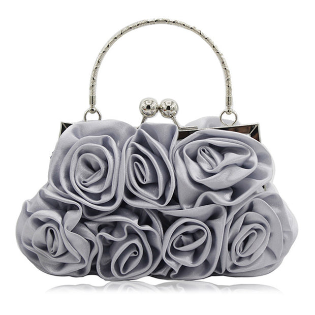 Satin Rose Handbag, 14 Handmade Satin Roses, Dinner Bag, Dress Bag, Bride Bag