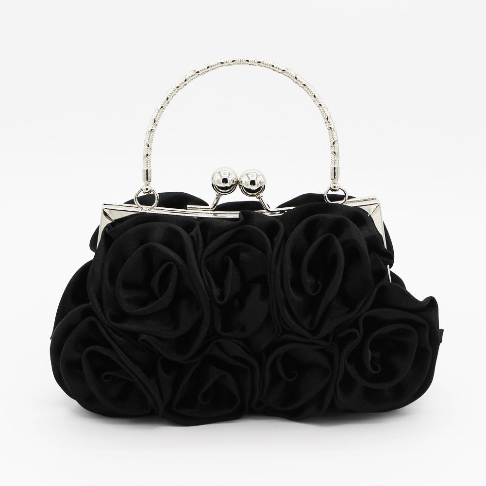 Satin Rose Handbag, 14 Handmade Satin Roses, Dinner Bag, Dress Bag, Bride Bag