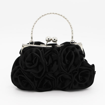 Satin Rose Handbag, 14 Handmade Satin Roses, Dinner Bag, Dress Bag, Bride Bag