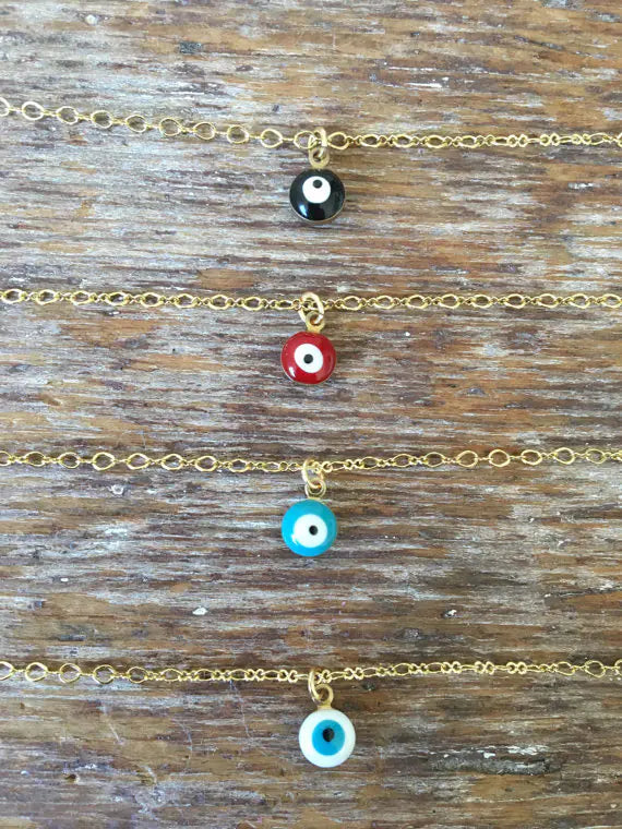 Evil Eye Necklace and Water Drop Pendant Necklace with elegant gold detailing