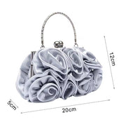 Satin Rose Handbag, 14 Handmade Satin Roses, Dinner Bag, Dress Bag, Bride Bag