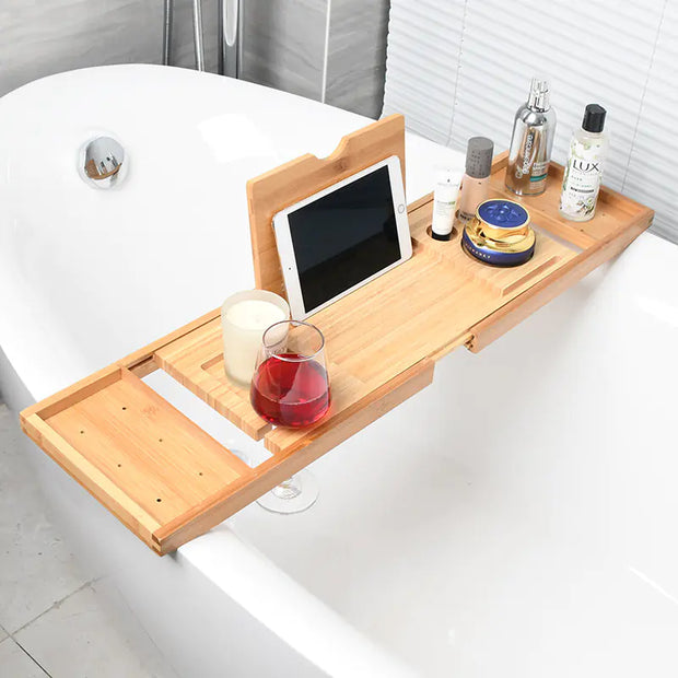 Expandable Non-Slip Bamboo Bathtub Storage Rack
