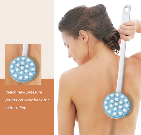 Long Handle Bath Brush with Lotion Applicator & Massager