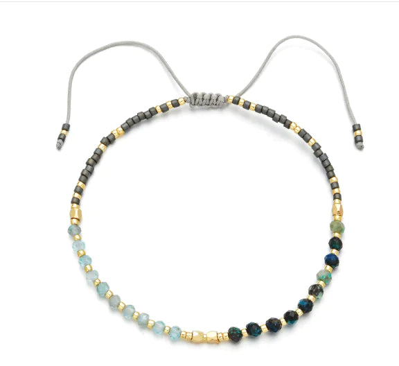 Natural Stone Bead Woven Bracelet for Women