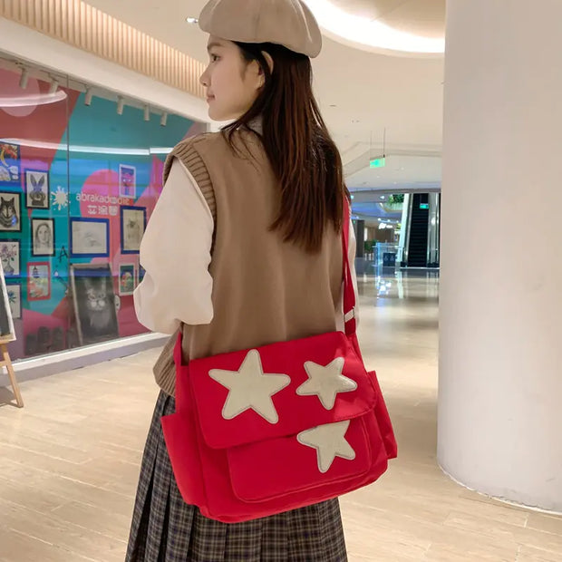 Vintage Star Shoulder Bag for Girls - Large Capacity
