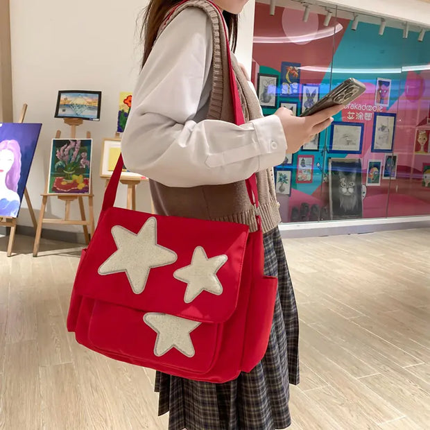 Vintage Star Shoulder Bag for Girls - Large Capacity