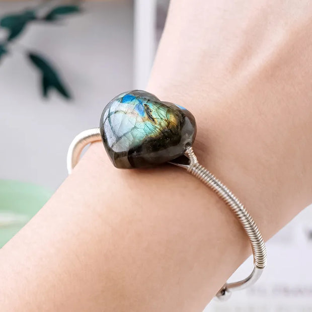 Blue Light Labradorite Love Hand-woven Women's Bangle