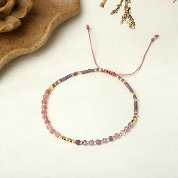 Natural Stone Bead Woven Bracelet for Women