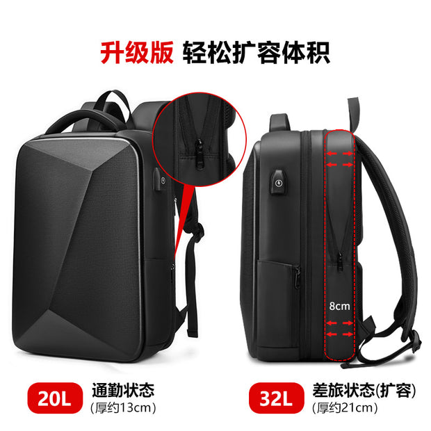 Multi-functional hard shell backpack for men