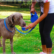 Dog walking rope with built-in water bottle and bowl, Three-in-one portable pet leash