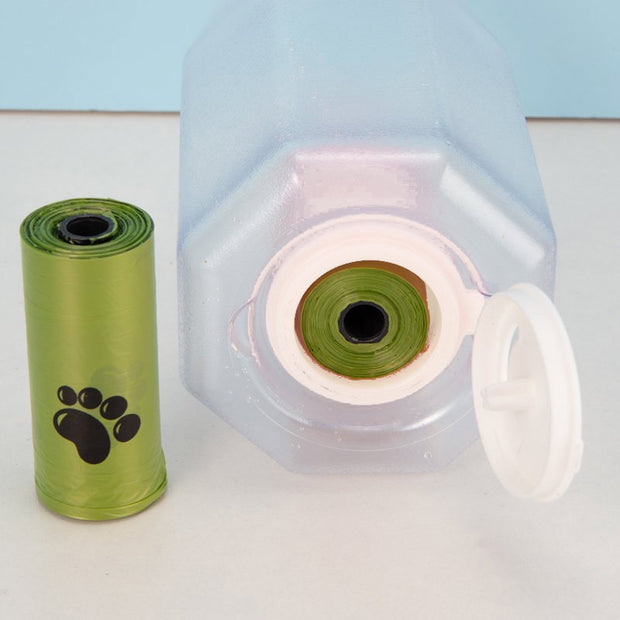 New! Three-in-one Pet Water Bottle, Portable - Pet Water Bottle with Cup, Food Container & Poop Bag Dispenser