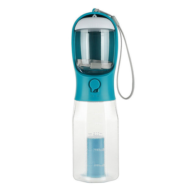 New! Three-in-one Pet Water Bottle, Portable - Pet Water Bottle with Cup, Food Container & Poop Bag Dispenser