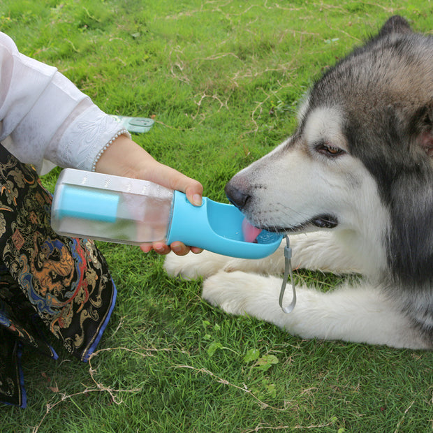 New! Three-in-one Pet Water Bottle, Portable - Pet Water Bottle with Cup, Food Container & Poop Bag Dispenser