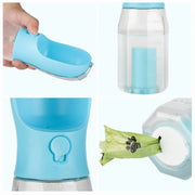 New! Three-in-one Pet Water Bottle, Portable - Pet Water Bottle with Cup, Food Container & Poop Bag Dispenser