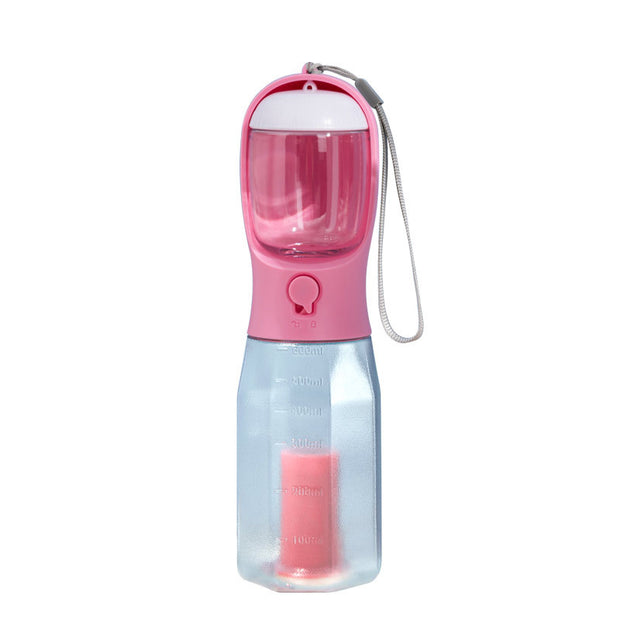 New! Three-in-one Pet Water Bottle, Portable - Pet Water Bottle with Cup, Food Container & Poop Bag Dispenser