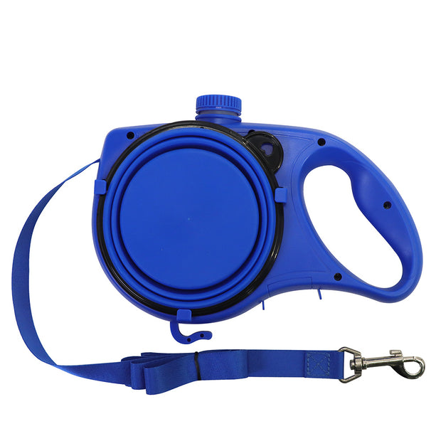Dog walking rope with built-in water bottle and bowl, Three-in-one portable pet leash