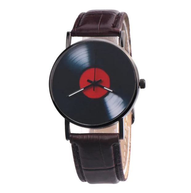 Disc Watch, Leather Strap Watch, Genuine Leather Watch