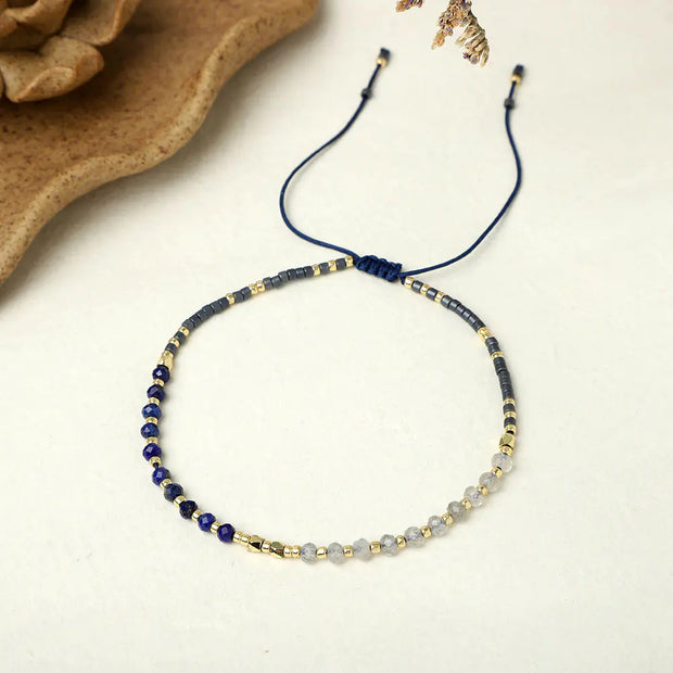 Natural Stone Bead Woven Bracelet for Women