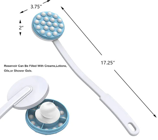 Long Handle Bath Brush with Lotion Applicator & Massager