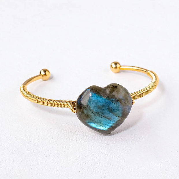 Blue Light Labradorite Love Hand-woven Women's Bangle