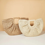 womens vintage straw bag natural handmade design