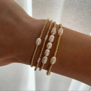 Natural Baroque Pearl Bracelet with Woven Elastic String
