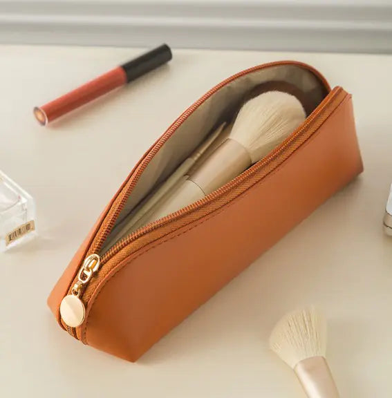 Chic Leather Makeup Brush Bag