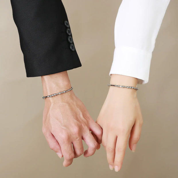 Stainless Steel Morse Code Woven Couple's Bracelet