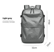 Pro commuter backpack in light grey, designed for 17-inch laptops, measuring 49cm x 32cm x 15cm.