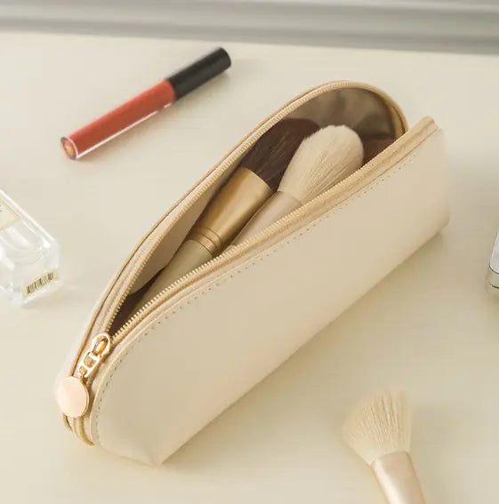 Chic Leather Makeup Brush Bag