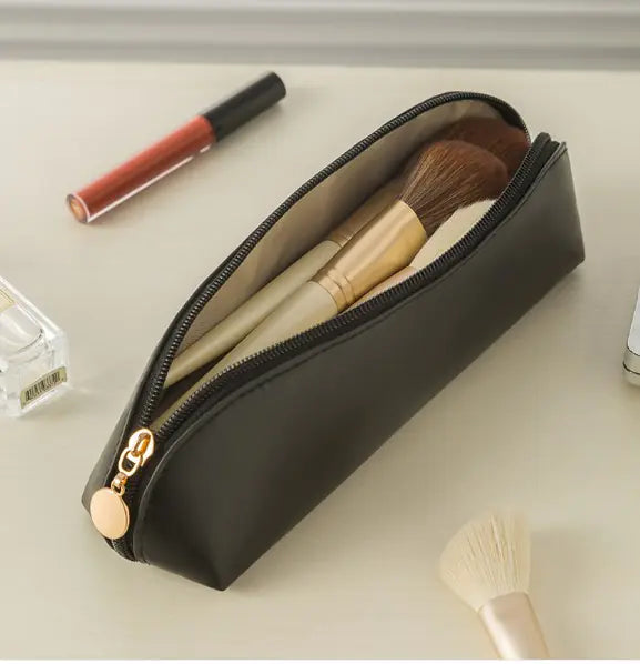 Chic Leather Makeup Brush Bag