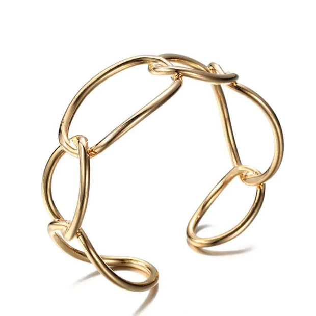 Fashionable Open-Circle Metal Bangle