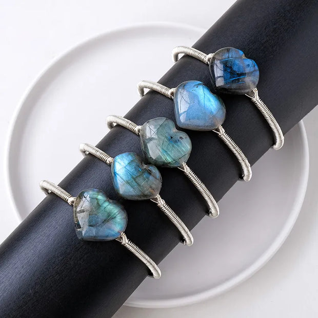 Blue Light Labradorite Love Hand-woven Women's Bangle