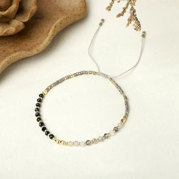 Natural Stone Bead Woven Bracelet for Women