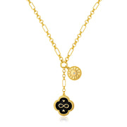 WOWORAMA Gold Link Necklace for Women, Black Leaf & Infinity Pendant