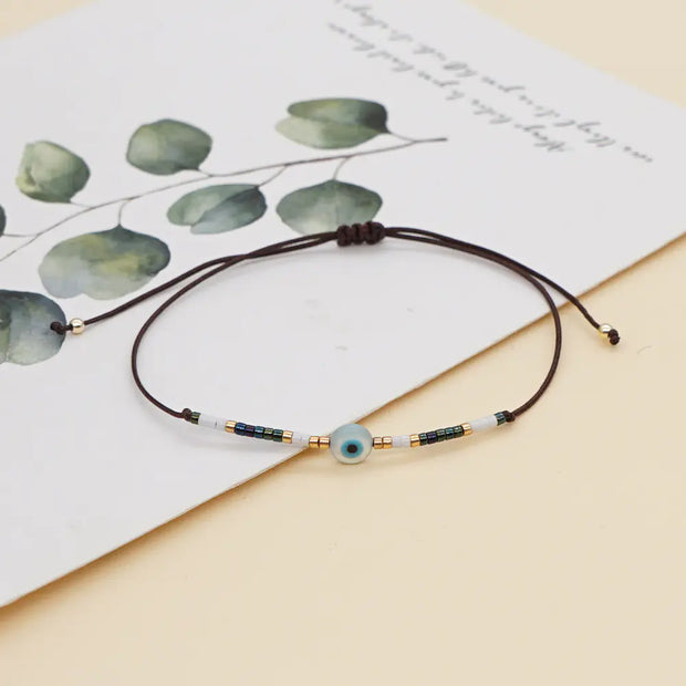 Evil Eye Rice Beads Woven Bracelet for Girls
