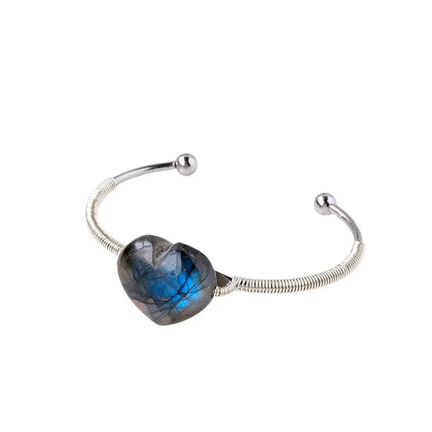 Blue Light Labradorite Love Hand-woven Women's Bangle