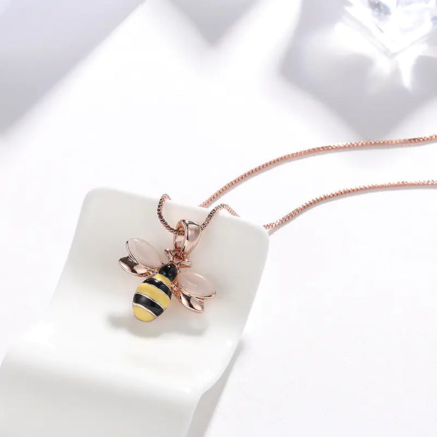 Bee Necklace, Collarbone Necklace, Bee Pendant Jewelry