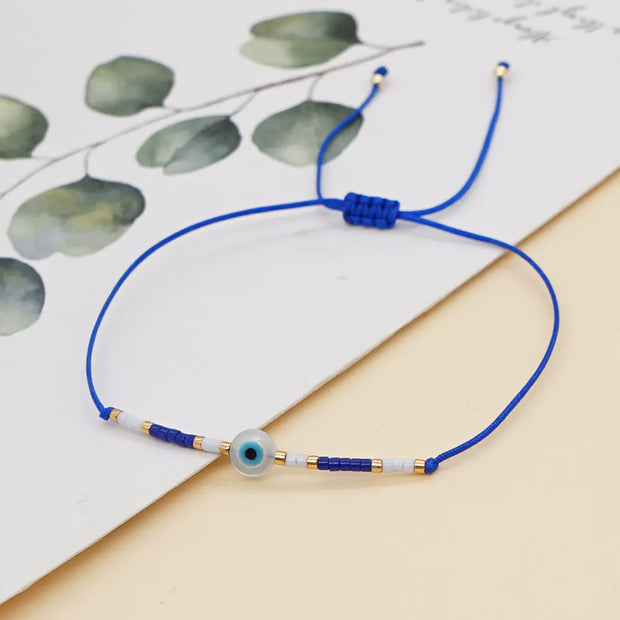 Evil Eye Rice Beads Woven Bracelet for Girls