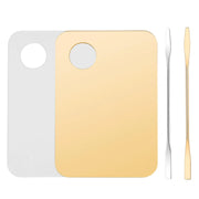 Mcduyant 4 Pcs Makeup Mixing Tray Makeup Palette with Makeup Spatula Makeup Mixing Palette Foundation Palette for Eye Shadow Lipsticks Nail Art Beauty Salon (Gold and Transparent)