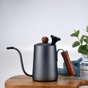 Stainless Steel Long-Mouth Coffee Pot Set with Lid